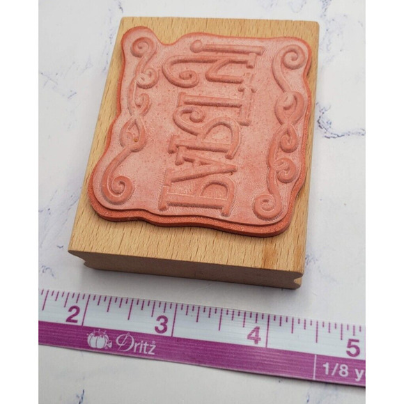 Party Scroll Wood Mounted Rubber Stamp Greenbrier - Picture 7 of 7